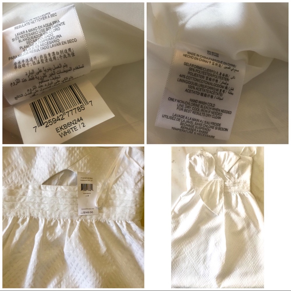 Max And Cleo White strapless Bow A line dress Sz 2 - Picture 14 of 16